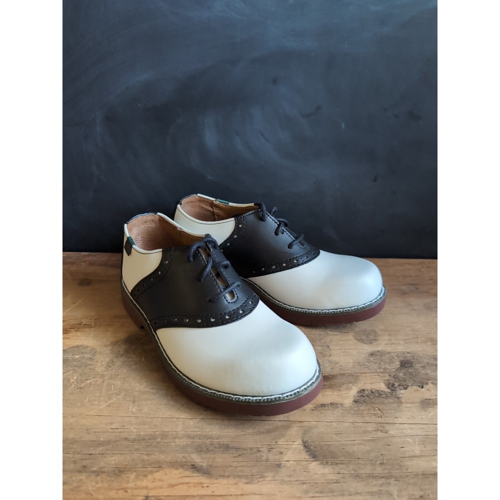 School Issue Varsity GIRLS‎ Size 13M Saddle Shoes Oxfords Black & White Leather